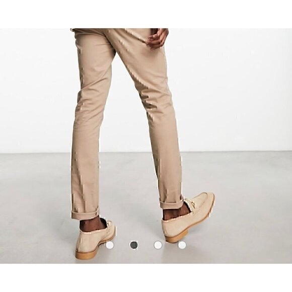 Asos Design Mens Work Wear skinny chino Fit in stone, W34, L32 PANTS - Picture 6 of 11